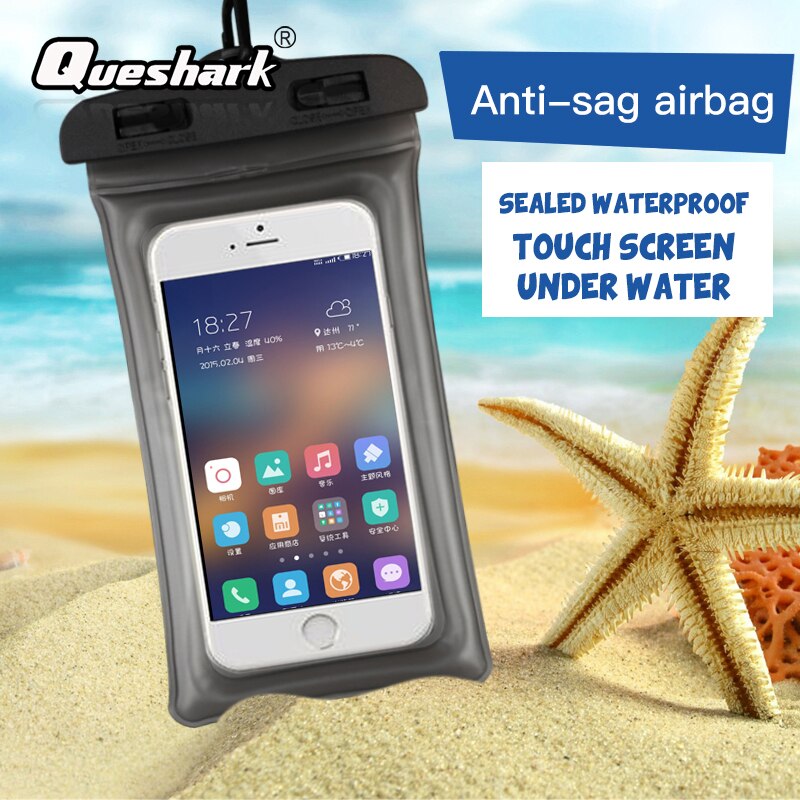 Universele 6.3 inch Airbag Drijvende Zwemmen Tassen Waterdichte Touchscreen Phone Bag Onderwater Pouch Phone Case Voor iphone 8 8s