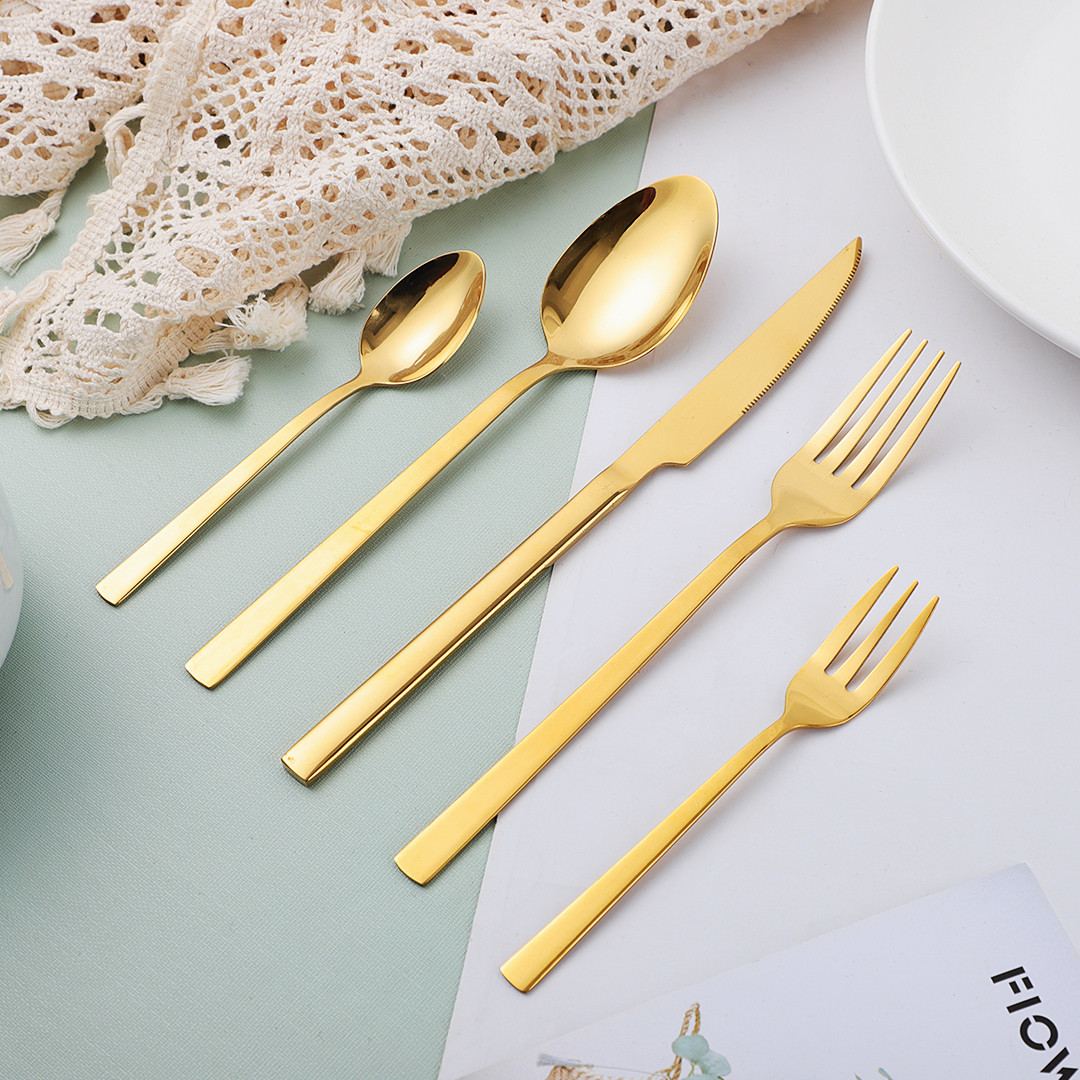 Berglander Gouden bestekset 60 stuks voor 12 personen, gouden titanium