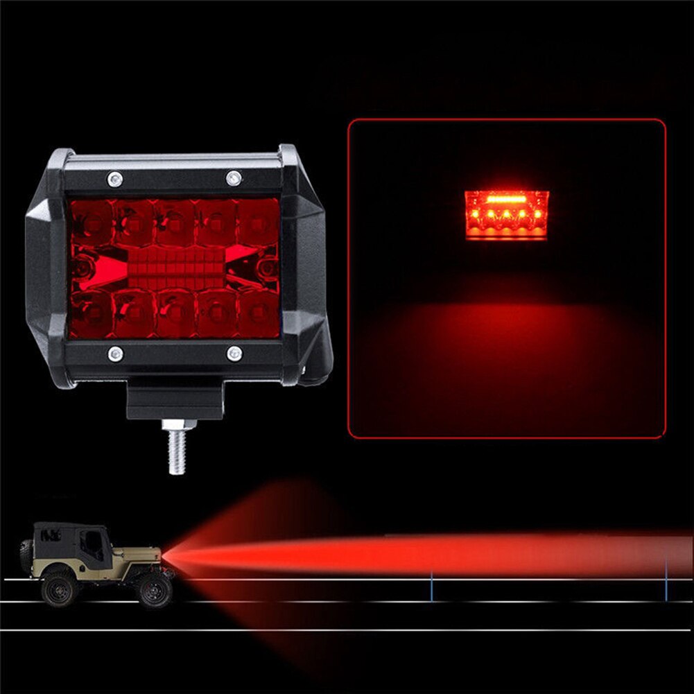Red LED Work Light Strip Flood Light Driving Fog Light Off-Road Truck LED ATV Off-road SUV Driving Searchlight 2x 4 Inch