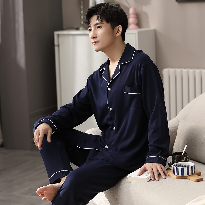 Autumn Winter Cotton Pijama for Men Dormir Lounge – Vicedeal