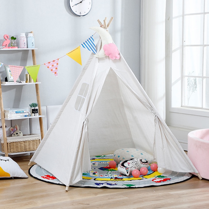 Winter Portable Children's Tent Teepee Tent toys For girls Kids Tipi Play House Wigwam For Children Kids Tents outdoor sports: White only Tent / 1.6m