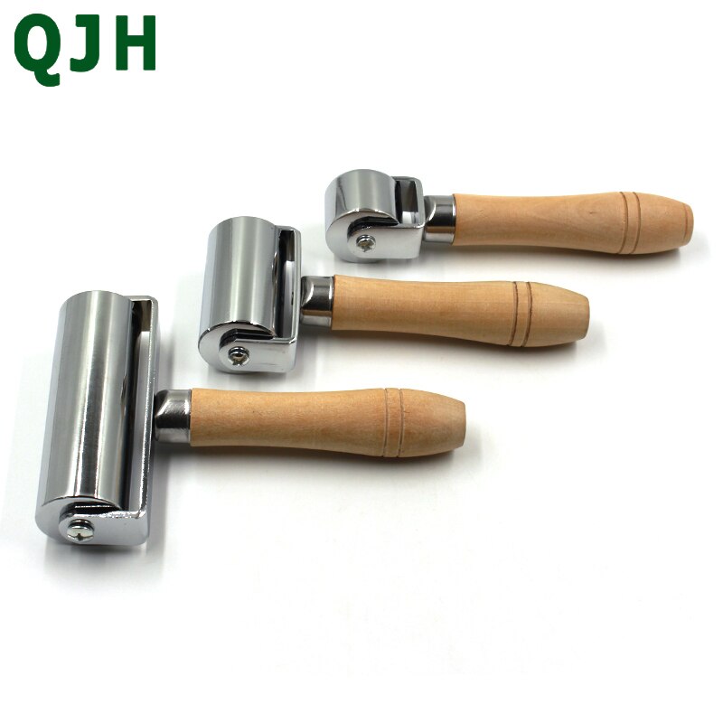Qjh Rvs Platte Druk Roller Lederen Plooihouder Apparaat Hand Push Roller Hand Diy Lederen Gereedschap