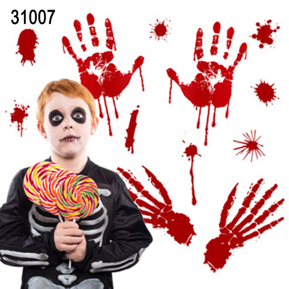 Halloween Blood Handprint Footprint Wall Sticker - Spooky Party Window Decal Decor: gold