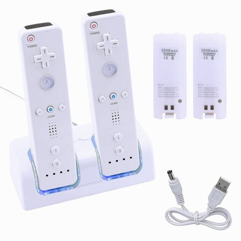 Opladen Dock Station Usb 2/4 Poort Afstandsbediening Charge Dock + 2/4 Batterij Met Led Licht Voor Nintendo Wii Gamepad lader
