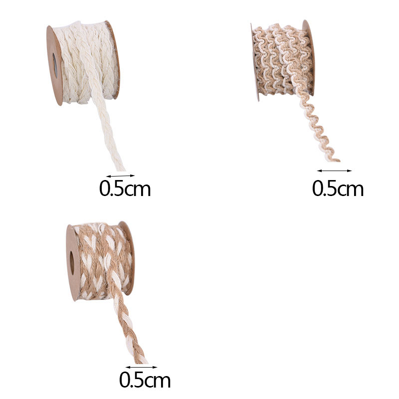 Cuerda de yute trenzada de arpillera Natural, 5 metros, cuerda de cáñamo tejida a mano, cuerdas para embalaje de , boda, evento, , decoración del hogar