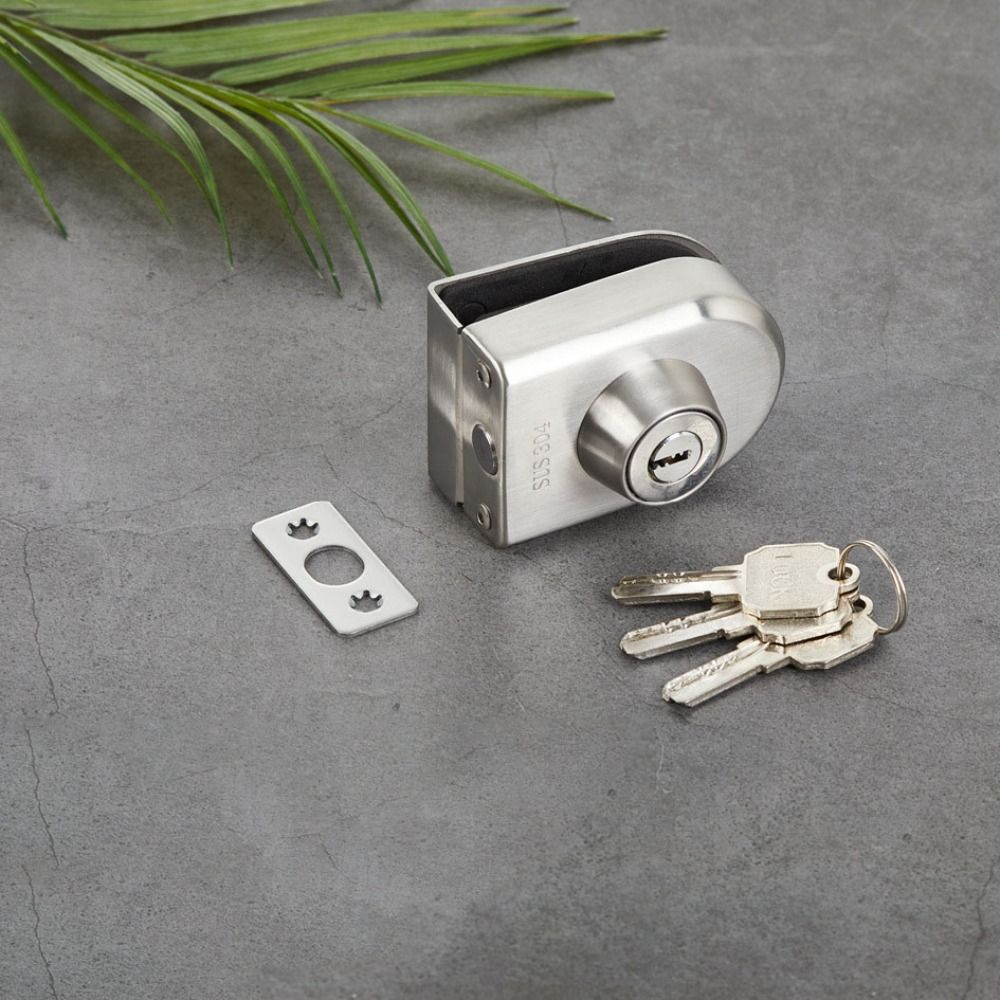 10-12mm Frameless Glass Door Lock No Need Drilling Safe Glass Display Cabinet Lock with Keys Stainless Steel Door Lock Buckle