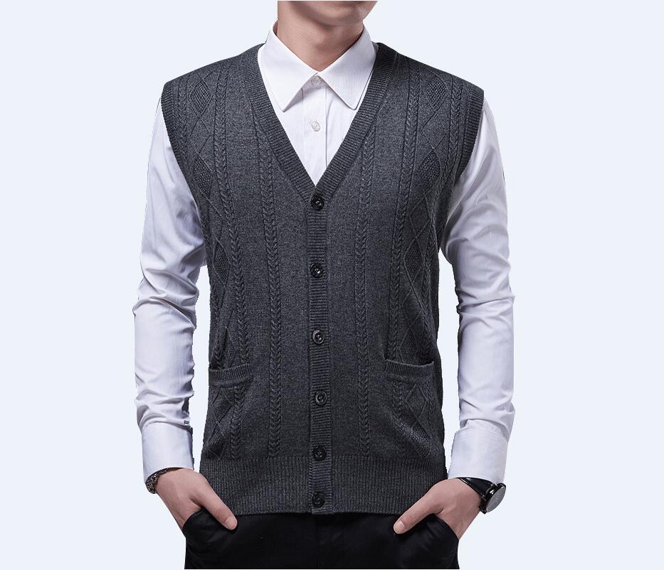 Mannen Gebreide kasjmier Vest Herfst winter Mannen wollen vest Gebreide Trui mouwloze Mannen mode Wollen truien vesten