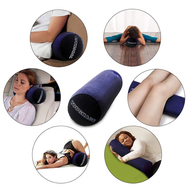 Multifunctionele Opblaasbare Lange Body Kussen Lumbale Been Yoga Kussen Reizen Posities Ondersteuning Luchtkussen Met Plastic Handpomp