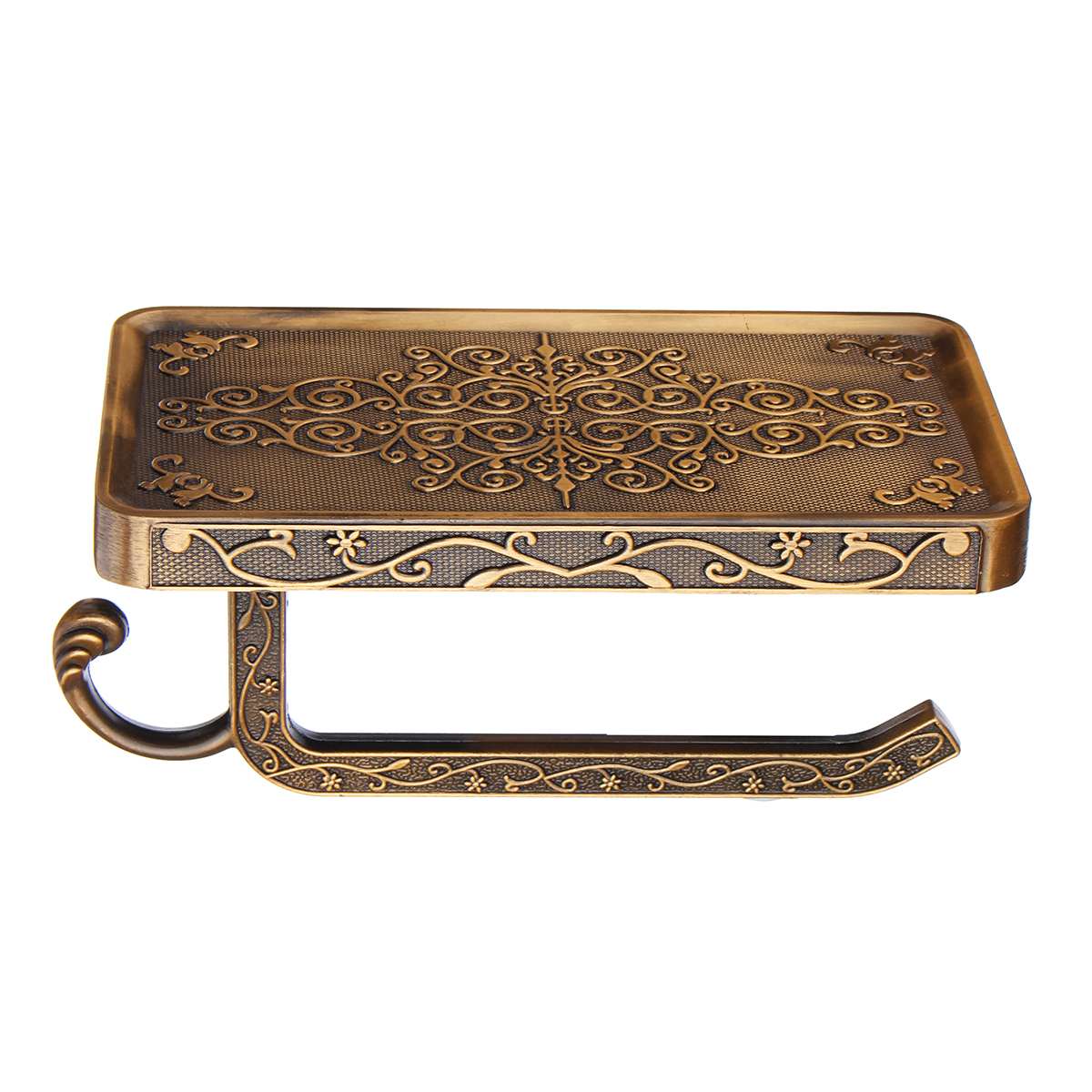 Antique Carved Zinc Alloy Bathroom Paper Mobile Phone Holder With Shelf Bathroom Towel Rack Toilet Paper Holder Tissue Boxes: Gold