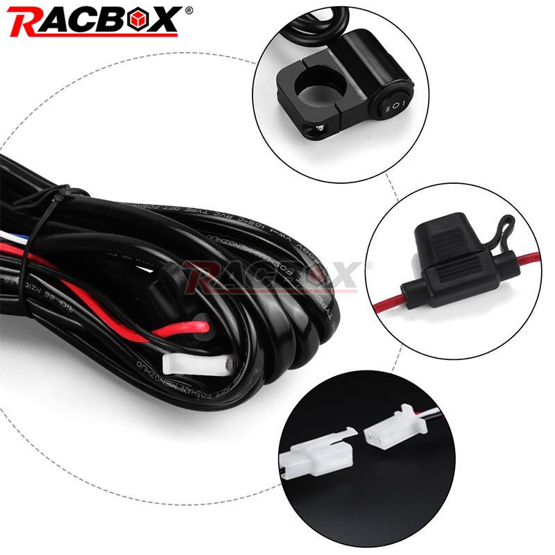 Motorcycle LED Spotlight Wire 2M 12V 40A Wiring Harness Relay Loom Cable Kit Fuse for Motorbike Driving Offroad Led Fog Lamp