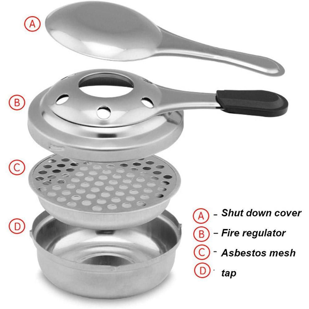 Quemador de Fondue a prueba de viento de 9,5 cm, olla portátil de acero para exteriores, estufa de Panic, accesorios de parrilla, Alc de acampada, V4R3