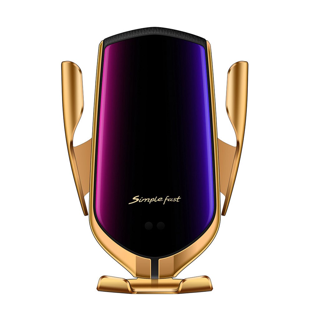 R1 serrage automatique Qi voiture chargeur sans fil 10W pour iPhone 11 Pro XR XS Huawei P30 Pro capteur infrarouge support de téléphone: Gold