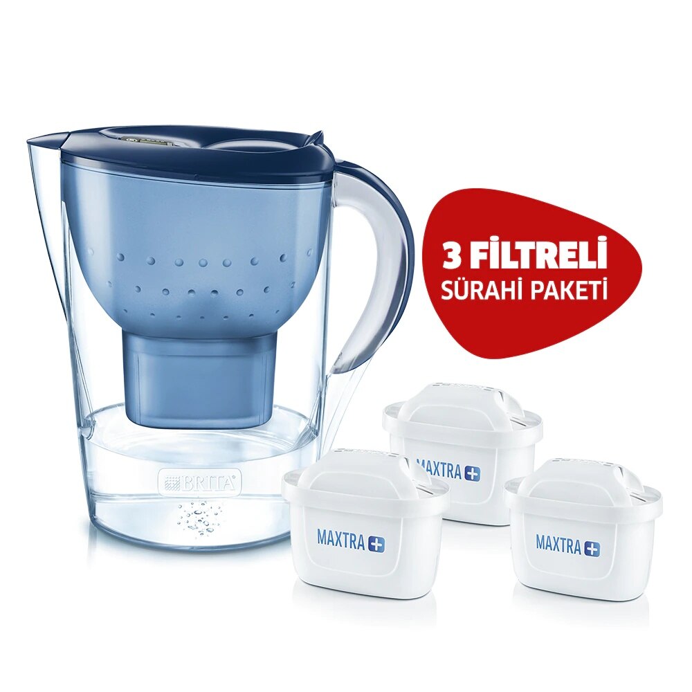BRITA Blue Marella XL 3 Replacement Filter Water Must Purify Jug package