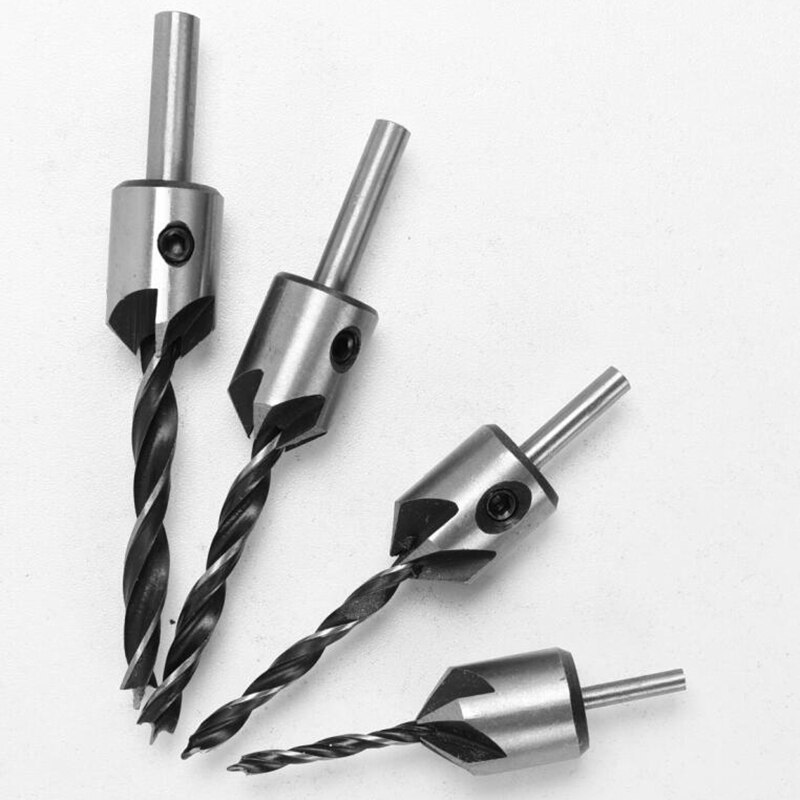 HCS 5 Flute Countersink Drill Bit Set Screw Woodworking Drill Press Set Reamer Screw Woo Tool 3-6mm
