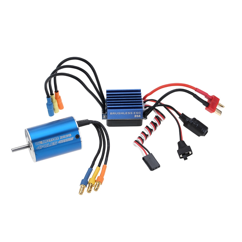 2838 3600kv 4500kv 4p sensorløs børsteløs motor & 35a børsteløs esc elektronisk hastighedsregulator til 1/14 1/16 1/18 rc biler