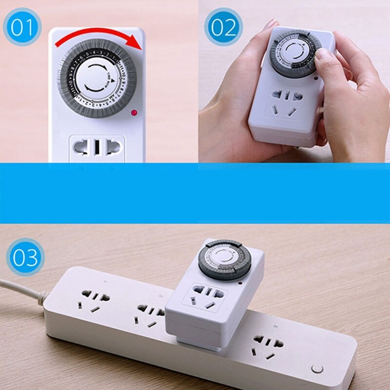12/24 Hour Segment Timer Switch Energy Saver Plug Standard Size Hour Plug-in Timer Socket Set Programmable Time Control