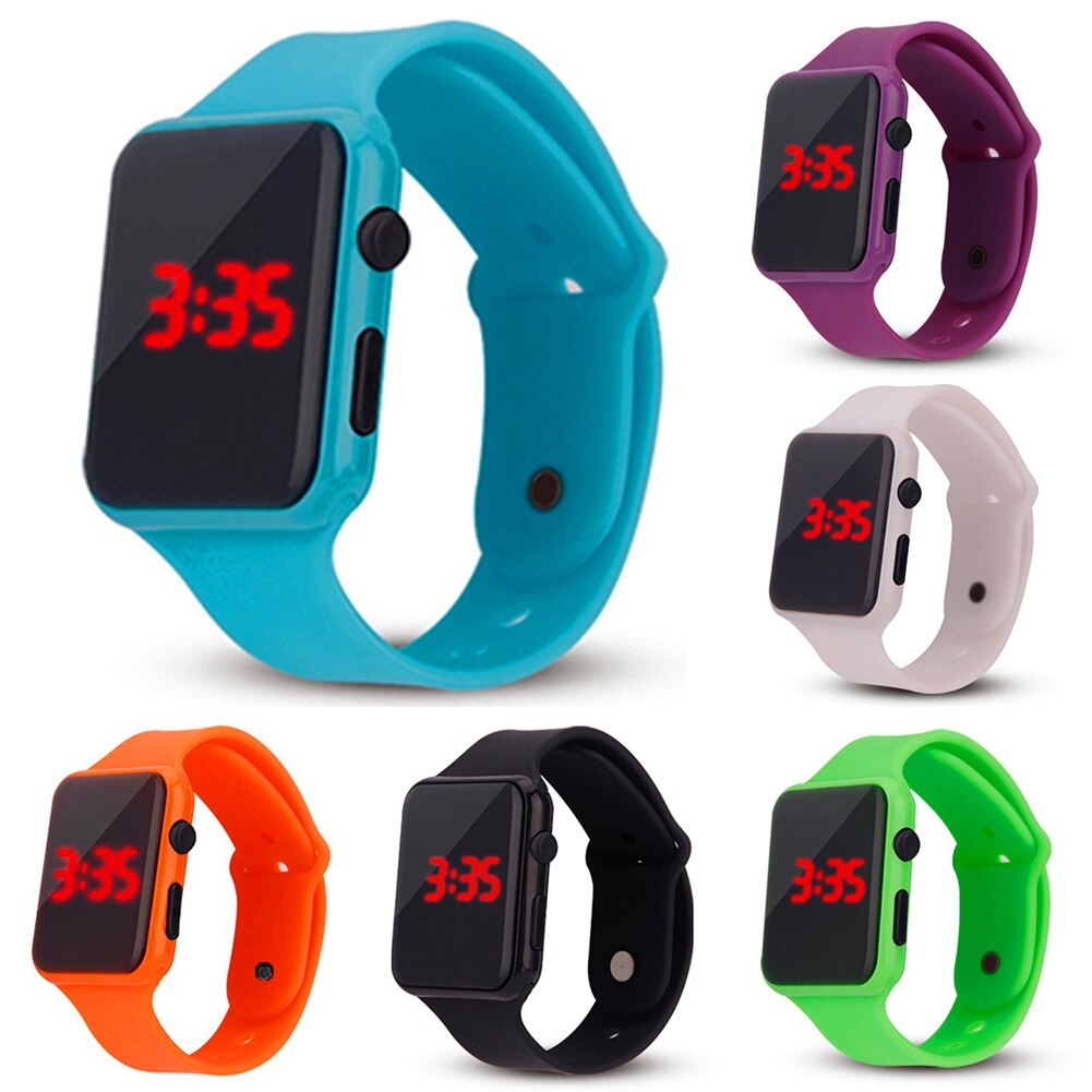 LED Digital Sport Watch for Boys Girls Men Women Unisex Rectangle Dial Display Plastic Electronic Wrist Watch montre homme