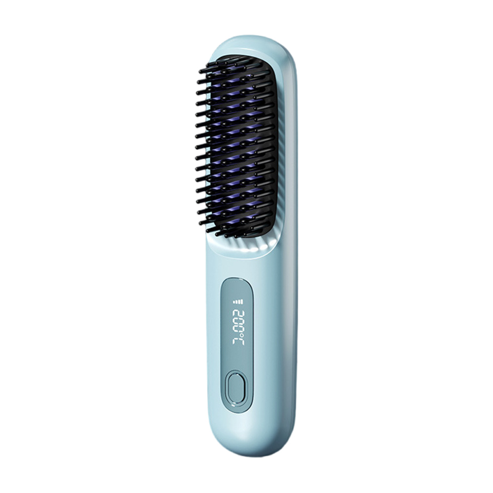 Cordless Hair Straightener Portable Straightener Brush Digital Display Hair Straightening Brush Rechargeable for All Hair Types: Brown