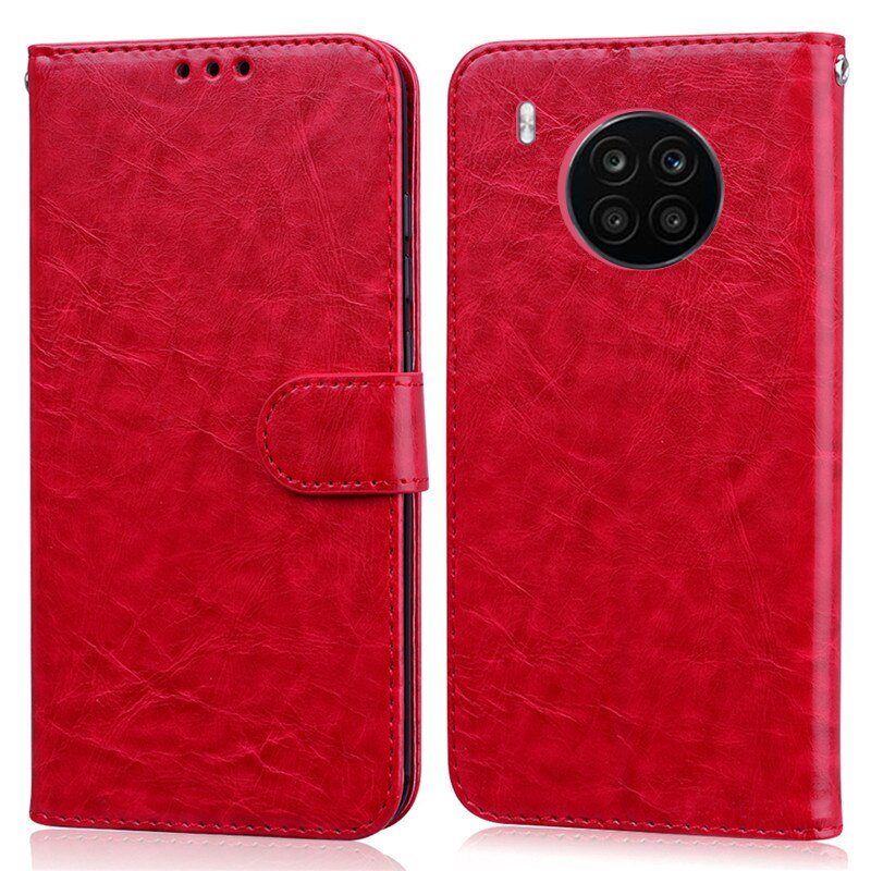 Telefoon Geval Voor Huawei Nova 8i Case Etui Flip Portemonnee Lederen Stand Book Case Op Voor Huawei Nova 8i Case magnetische Kaart Hoesje Tassen: Red