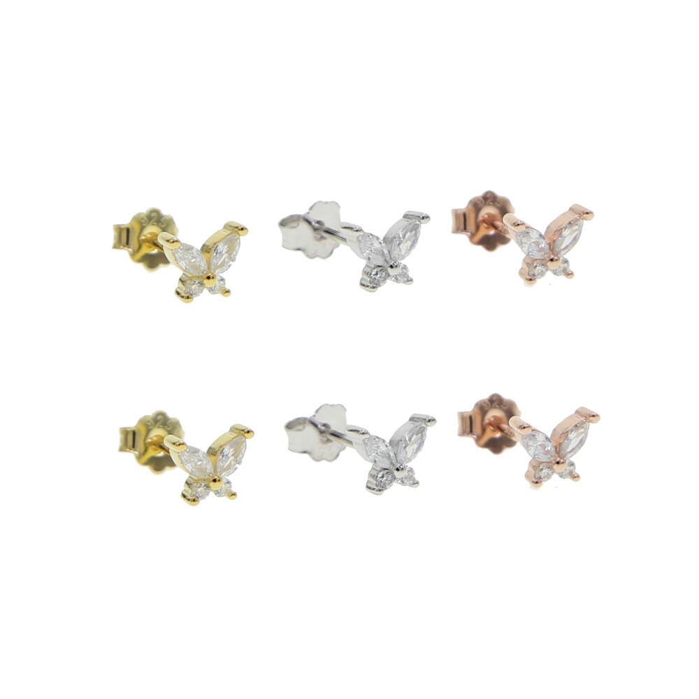summer mini small butterfly stud earring for girl minimal delicate 925 sterling silver minimalist tiny jewelry