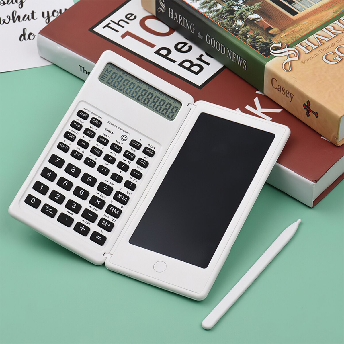 Smart Calculator Foldable Calculator With 6 Inch LCD Tablet Digital Drawing Pad Stylus Pen Erase Button Lock Function