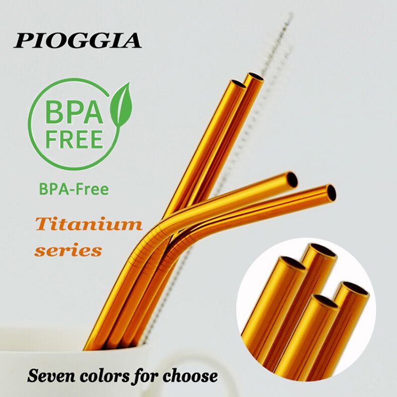 Pajilla de Metal reutilizable s establece 304 Acero inoxidable pajilla de Metal con bolsa de cepillo limpiador para tazas 20/30oz triangulación de