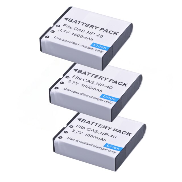 1600mAh NP-40 NP40 Battery for Casio EX-Z400, FC100, FC150, FC160S, P505, P600, P700, Z300, Z600, EX-Z850, NP 40 Battery: 3x Battery