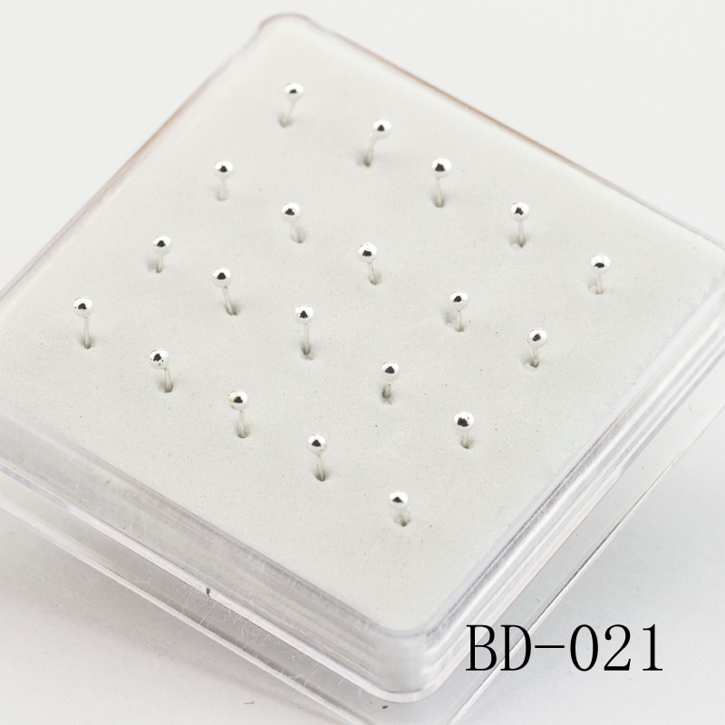 20ps contracté brillant argent boule nez clou 2 mm 3 mm boule clou et nez nez anneaux le piercing bijoux