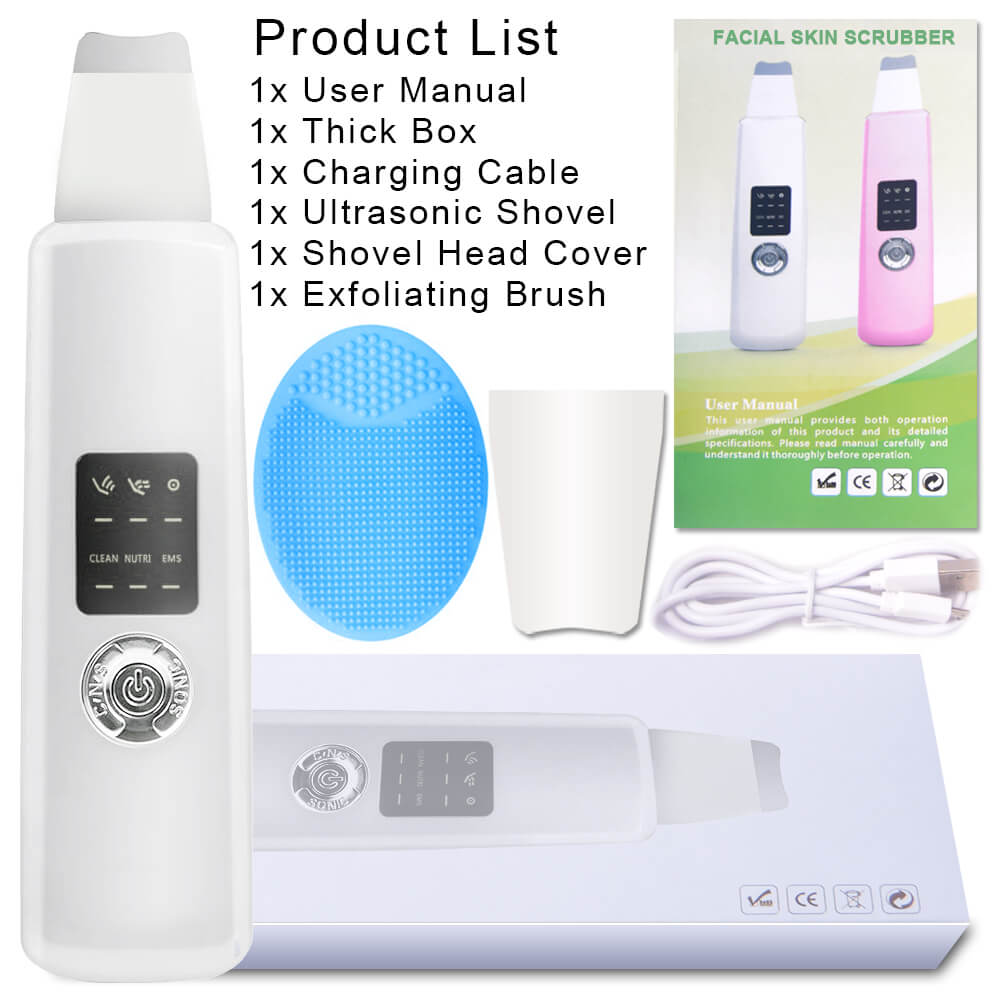 Ultrasone Diepe Gezicht Cleaning Huid Scrubber Verwijderen Vuil Mee-eter Verminderen Rimpels Vlekken Spatel Facial Whitening Lifting Apparaat: PRO White  Plus