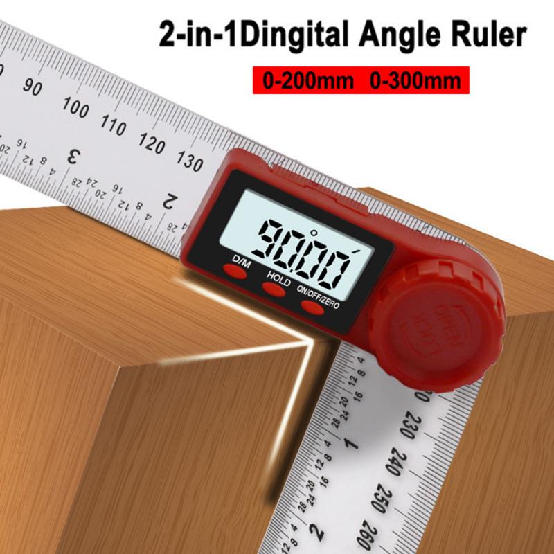 0-200mm/0-300mm 2-In-1 Transparent Digital Angle Caliper Measurement Tool Electronic Digital Display Vernier Caliper