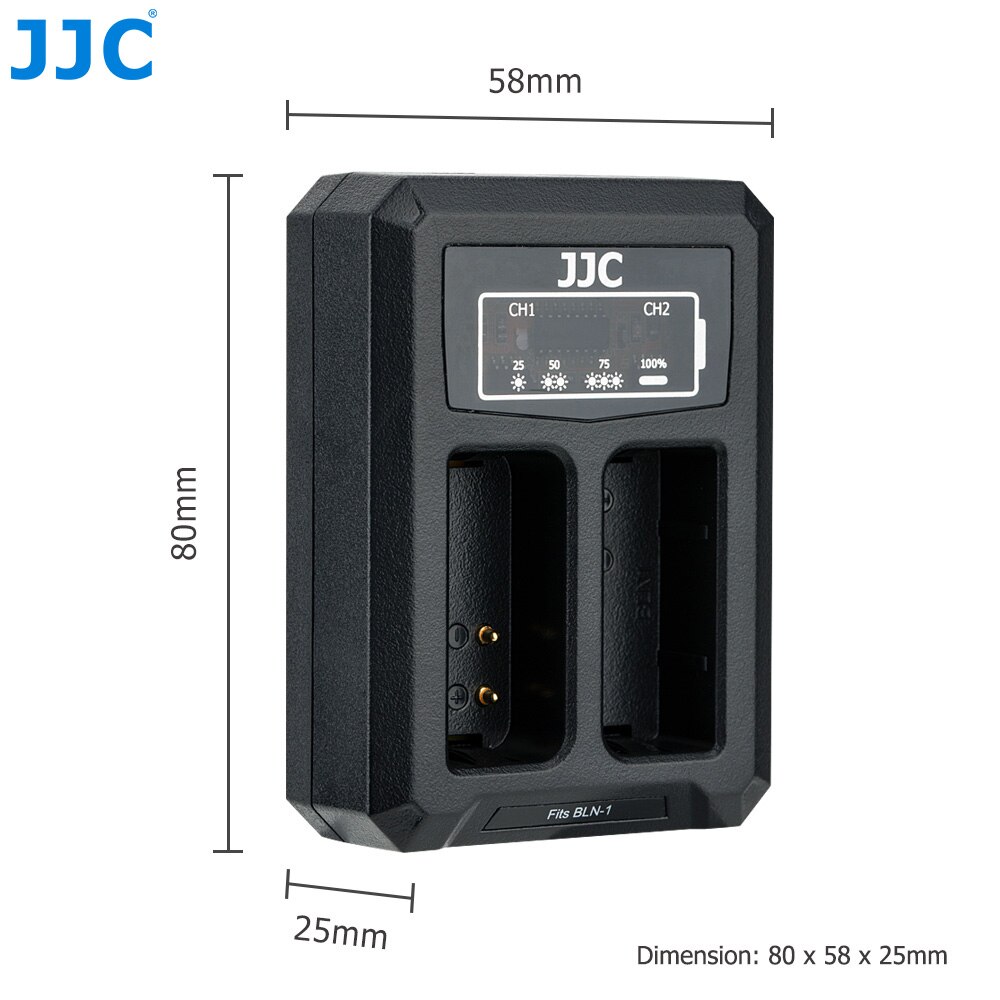 JJC Dual Battery Charger Voor Camera 'S Voor Olympus BLN-1 JJC B-BLN1 Usb-poort Met Verlengkabel 2.5 uur Oplaadtijd