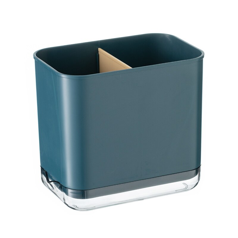 Multifunctional Spoon Fork Knief Chopstick Drain Box Tableware Storage Holder Double Layer Cutlery Shelf Kitchen Organizer Rack: Blue