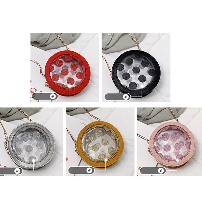 PVC Dots Crossbody Bag For Women Circular Girls Shoulder Bags Women Cute Chains Phone Pouch Mini Messenger Bag