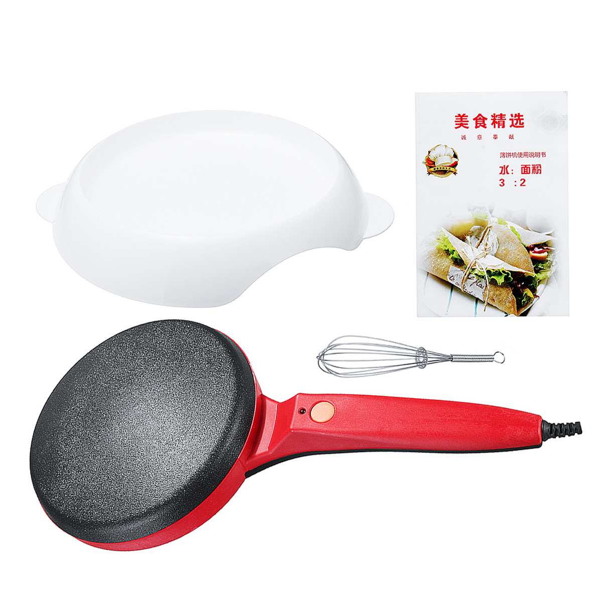 Máquina de tortitas eléctrica para hacer crepes, plancha antiadherente para hornear Pan y pasteles, utensilios de cocina de 220V: Rojo