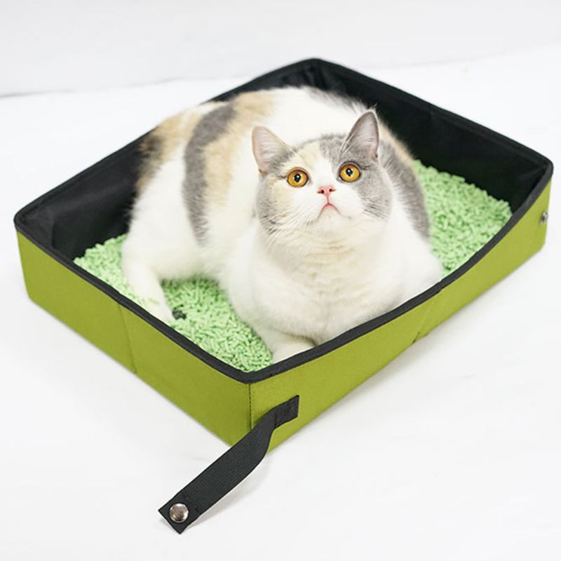 Cat Collapsible Litter Box Waterproof Pet Litter Pan Toilet Portable for Travel Light Weight Foldable Kitten Litter Box