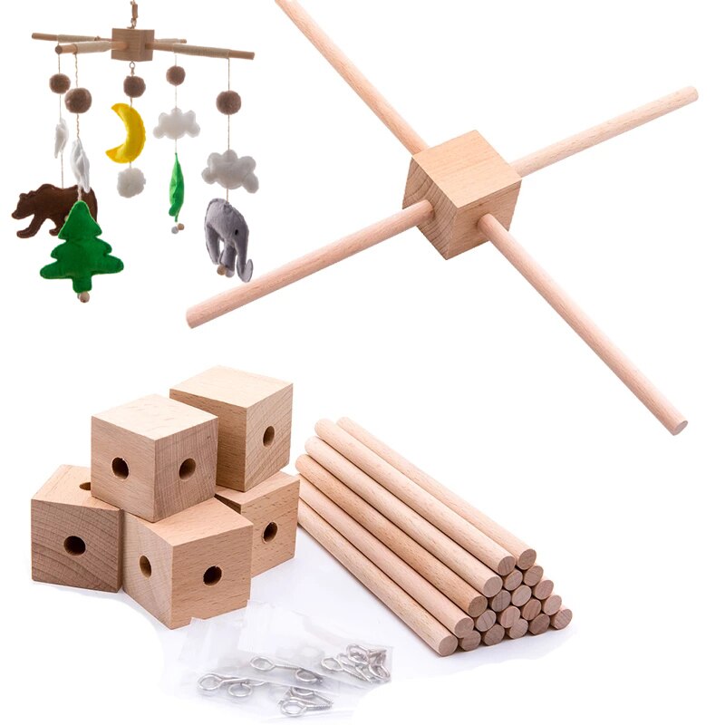 Colgador móvil de madera para cuna de bebé, marco de madera para cuna, manualidades, juguetes hechos a mano, soporte móvil para recién nacido, 1 Juego