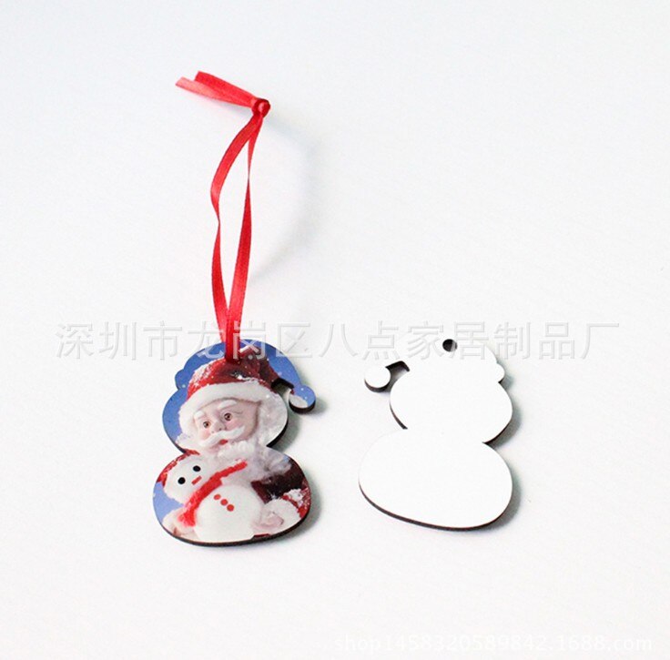 50 Stks/partij Sublimatie Lege Kerst Decoratie Hanger Mdf Dubbelzijdig Afdrukken Diy Warmte-overdracht Afdrukken: 8DT-008-D 58x47x3mm