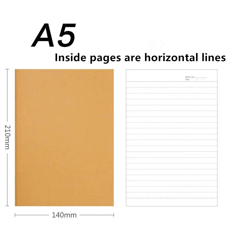 Simple Notebook Student Workbook Cowhide Cover Book School Office Notepad Homework Book Reading Note books Exercise Book: A5 Horizontal line