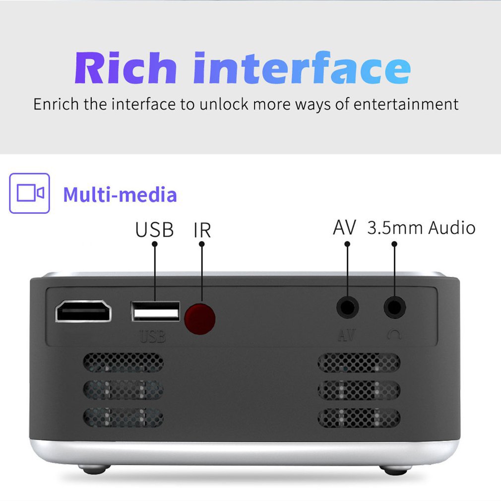 LED Mini Projector 320x240 Pixels Supports 1080P HDMI-compatible USB Audio Portable Home Media Video Player Home Theater