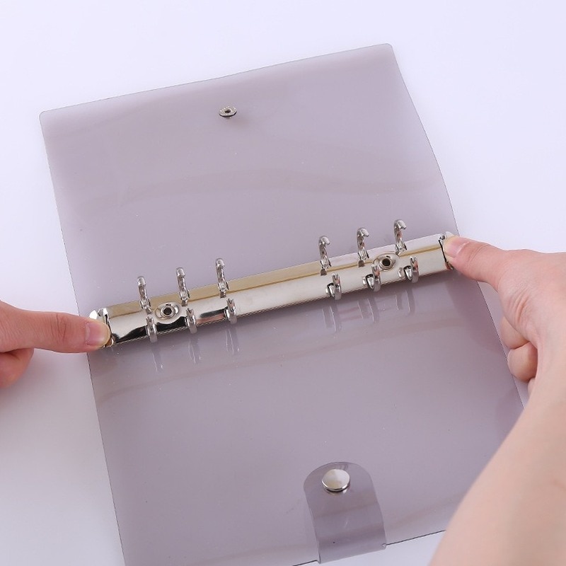 A5 A6 Black PVC Loose-leaf Notebook Cover Six-Hole Loose-Leaf Notebook Office Stationery Supplies Folder Desk Organizer