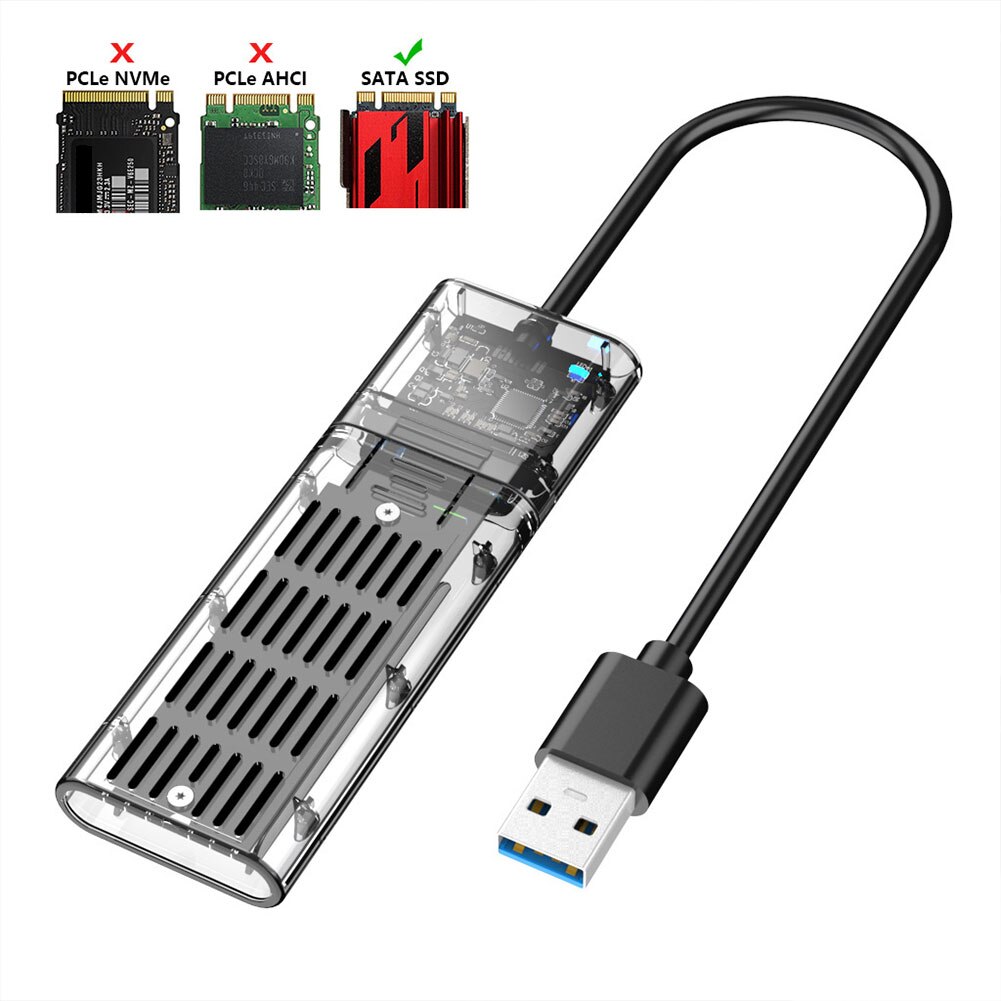 Carcasa de SSD M2 a USB 3,0 Gen 1, caja de disco duro externo M.2 NGFF SATA, 5gbps