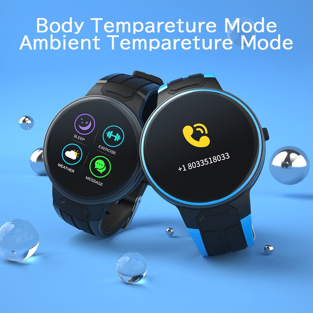 Smart Watch Round smart watches for Android phones and iOS phones compatible with iPhone Samsung IP67 Swimming WaterproofFitnes