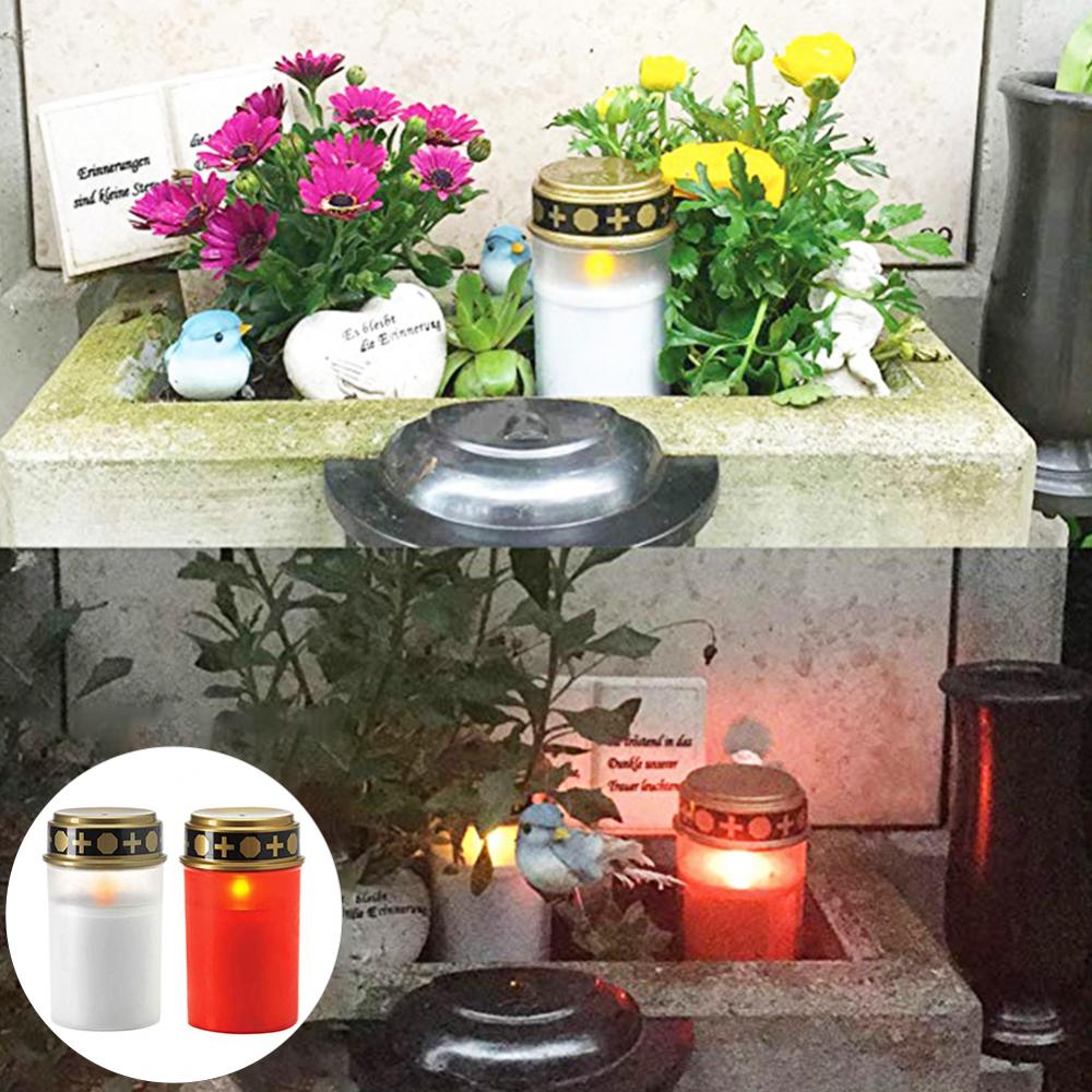 Kaars Waterdichte Lamp 2Pcs Outdoor Begraafplaats Ritueel Zonne-energie Eletric Licht