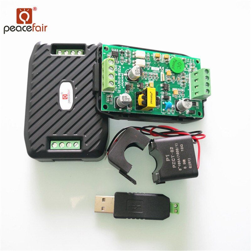 AC Single Phase Watt Energy Meter RS485 220V 100A Voltage Current Frequency Power factor Kwh Meter With Split CT&USB