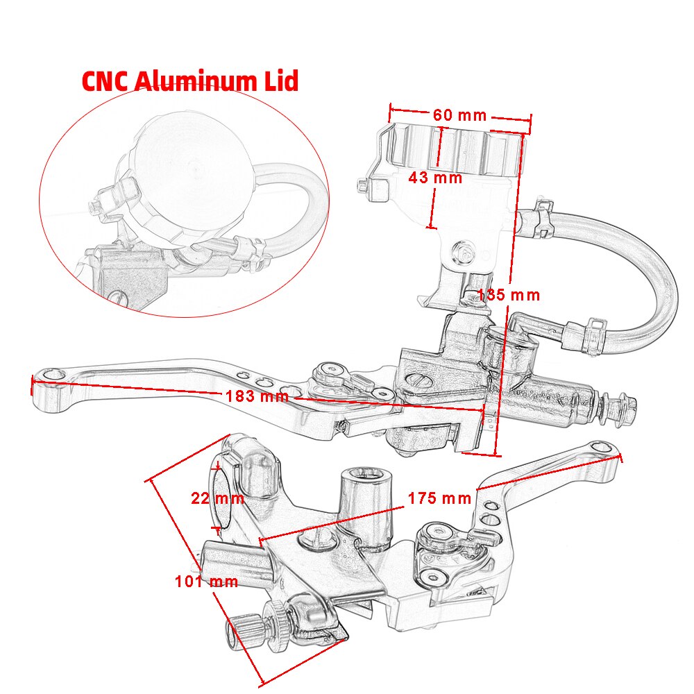 CNC Alumiini Hydraulisylinteri Pääjarrun Kahva Kaapeli Kytkimen Kahvan Sarja 250-500cc