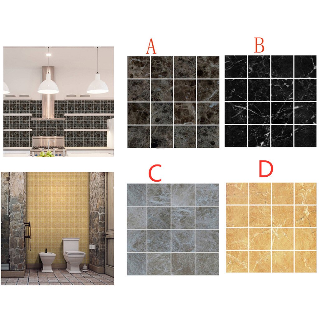 DIY Mosaic Self Adhesive Wall Tile Sticker Vinyl Home Kitchen Decoration Self adhesive Backsplash Wall Tile Peel@4