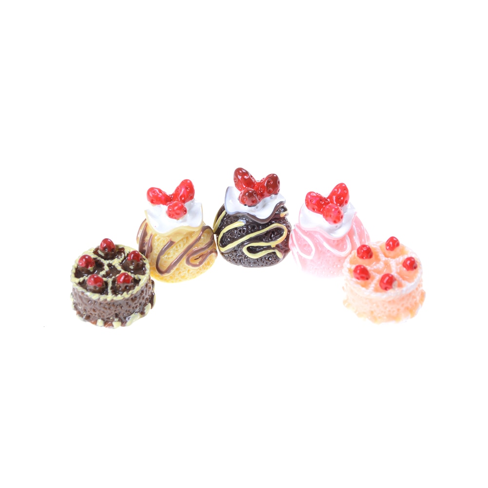 5pcs/lot Kitchen Toys Lovely Mini Cakes 1:12 Baby Doll Home Girl Scene Model Pastry Bauble Dollhouse Accessories