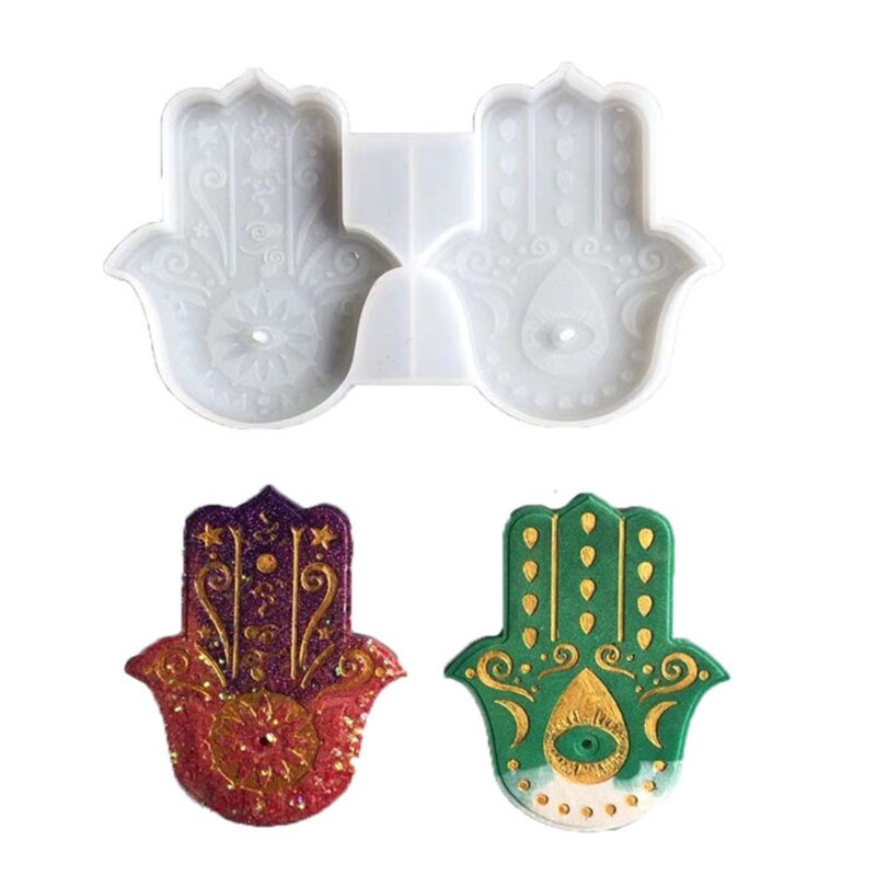 Handflächen-amulett-kristall-epoxidharzform, hamsa-hand-silikonform, diy-bastelarbeiten, tablett- und schalendekorationen, gießwerkzeuge