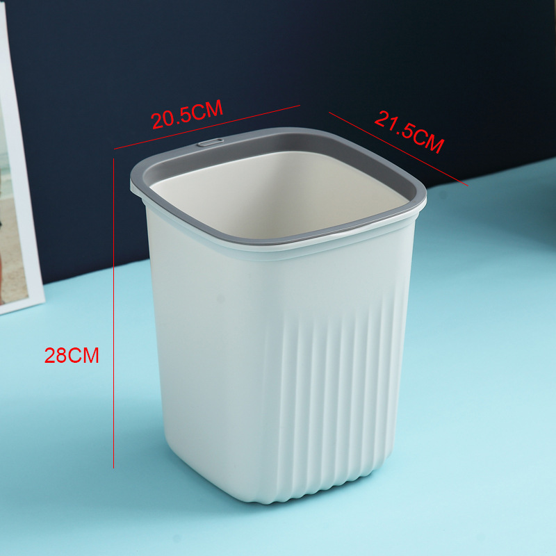 S/M/L Simple Kitchen Trash Can Household Bathroom Square Ggarbage Can Without Lid Bathroom Toilet Plastic Waste Bin: White  M