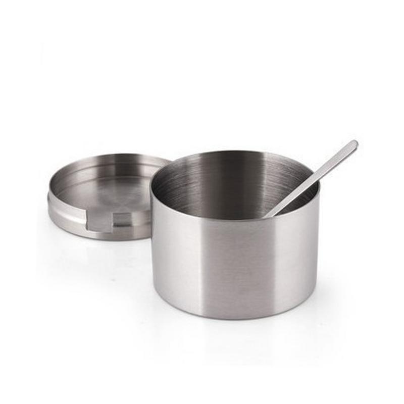 304 Stainless Steel Seasoning Jar Cylindrical Storage Tank Kitchen Tool Spoon Kitchenware Seasoning Box Supplies Dinnerware: Default Title